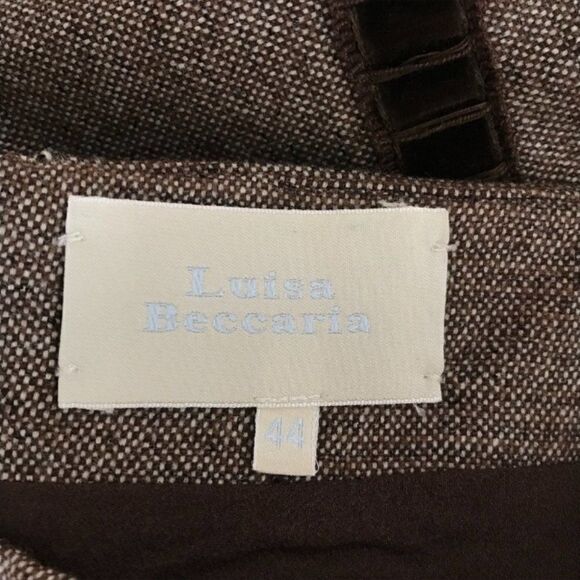 Luisa Beccaria Brown Tweed Wool Midi Skirt 44 / 8 US - Picture 4 of 8